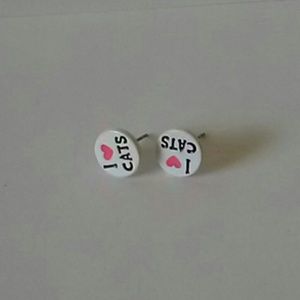 I ❤ cats enamel earrings